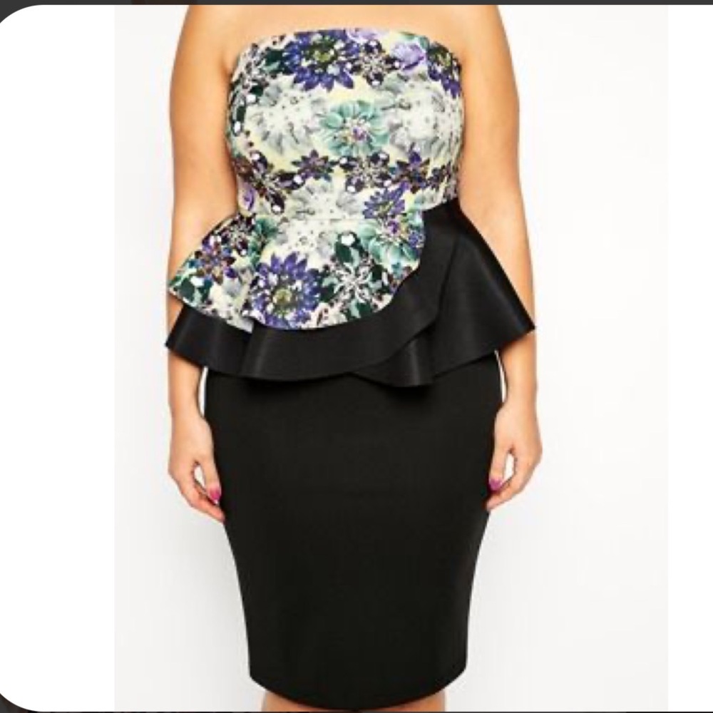 ASOS Curve strapless peplum dress